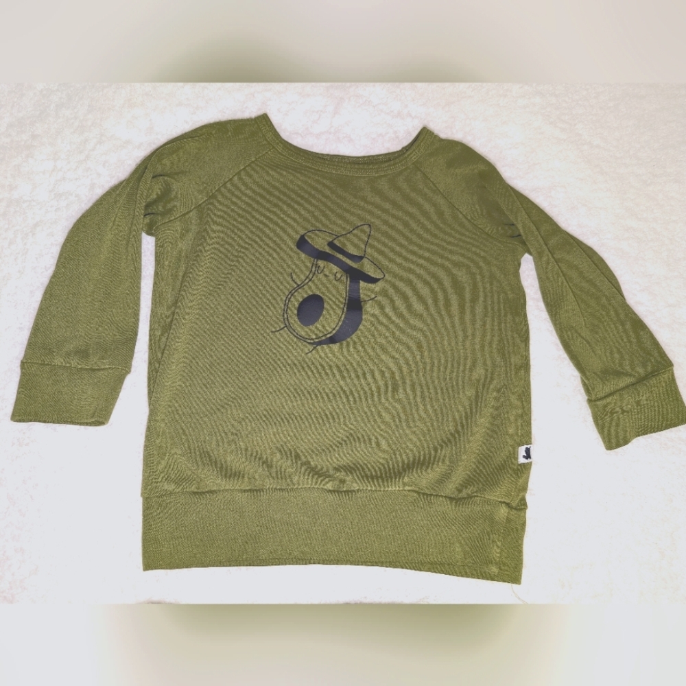 🥑 Little & Lively Avocado Green Long Sleeved Bamboo Tee Toddlers 1T 18 Month 2T